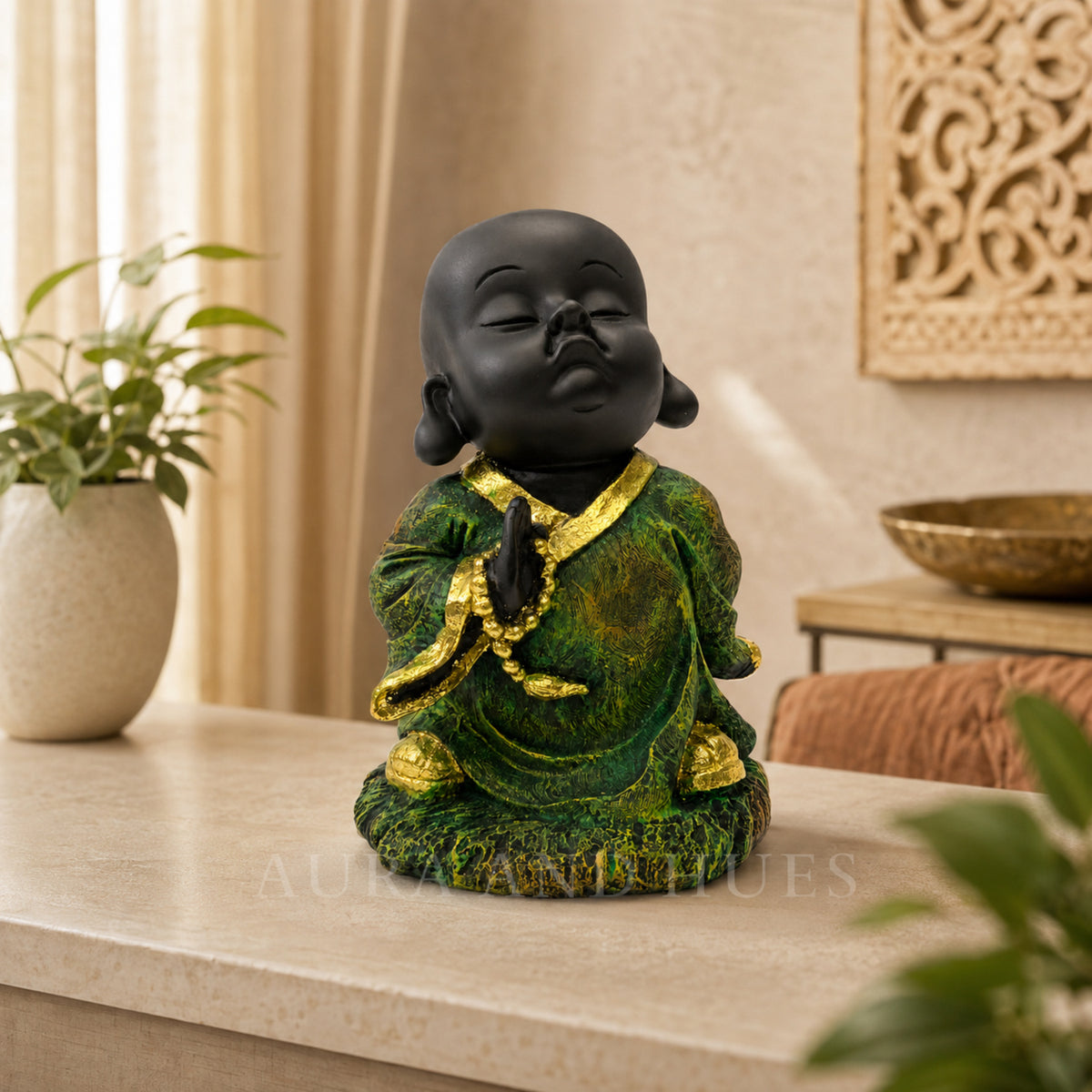 Abstract Standing Yoga Figurine - Green Golden