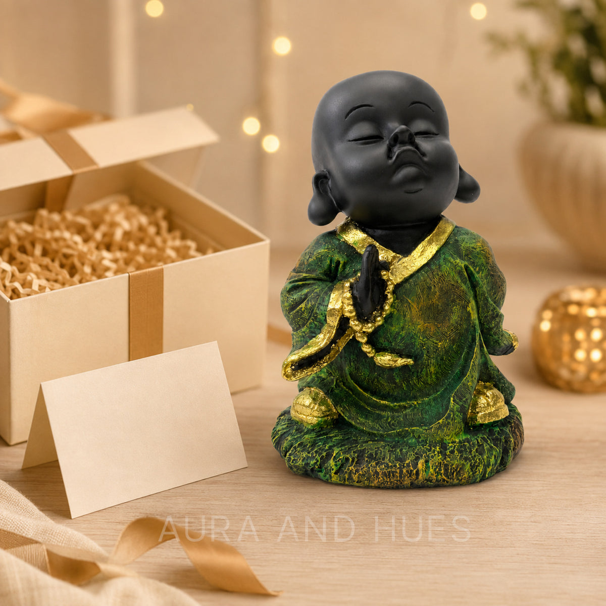 Abstract Standing Yoga Figurine - Green Golden