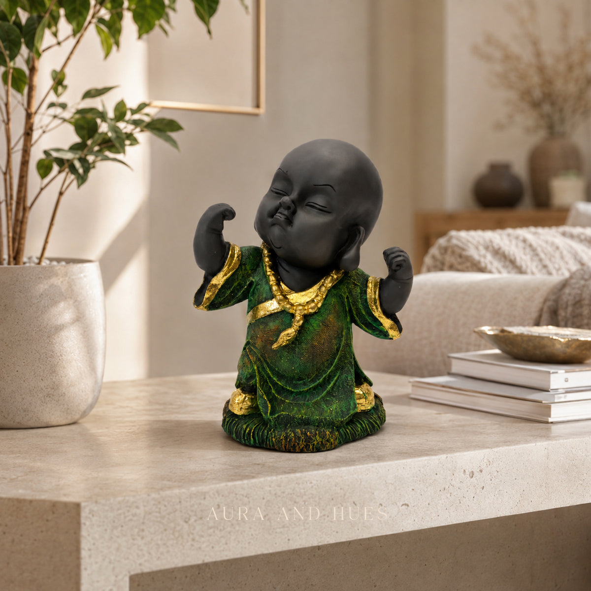 Abstract Graceful Dancer Figurine - Green Golden