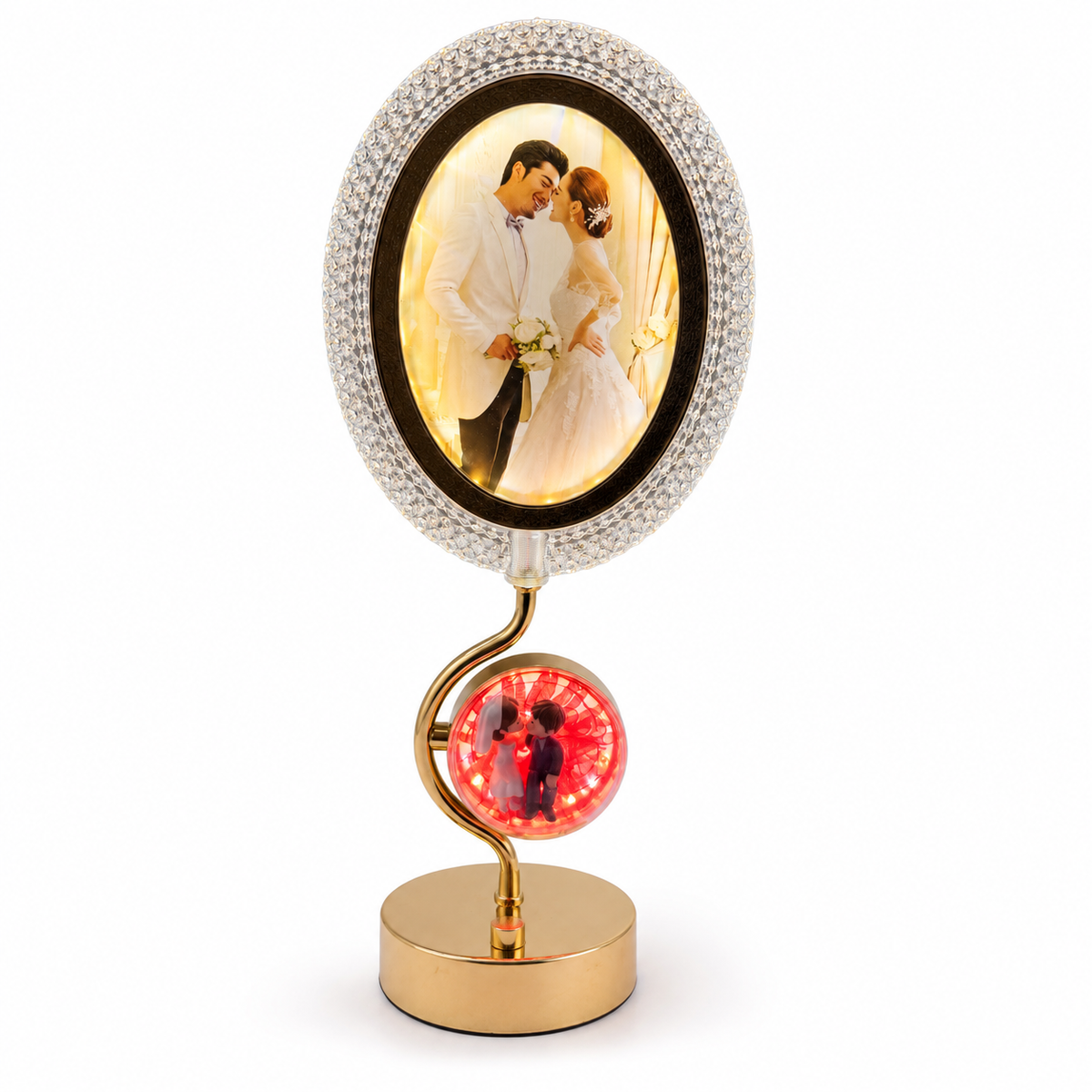 Crystal Diamond Oval LED Photo Frame Lamp size dimensions 17x11x41 cm - Aura and Hues