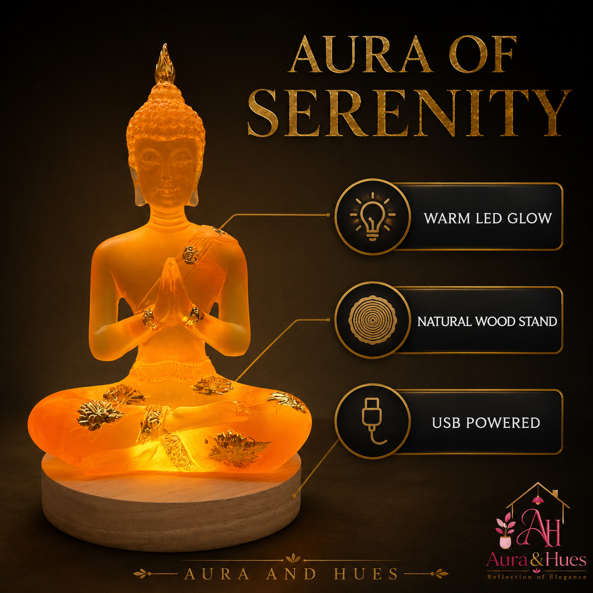 Buddha LED statue styled as a gift – perfect for mindful homes