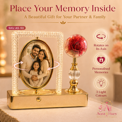 Place your memory inside – personalised rotating photo frame gift for partner and family