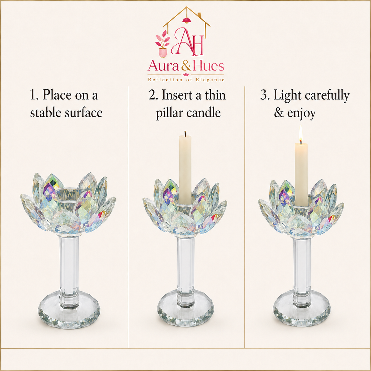Aura & Hues Premium Ribbed Pillar Scented Candle Handcrafted Aromatherapy Wax Pillar for Festive Celebration and Home Decor