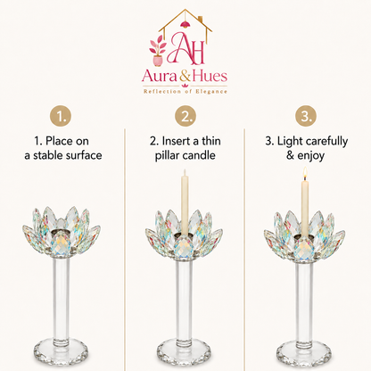 Aura & Hues Tall Fluted Pillar Scented Candle Luxury Handcrafted Natural Soy Wax Candle for Dinner Tables and Living Spaces