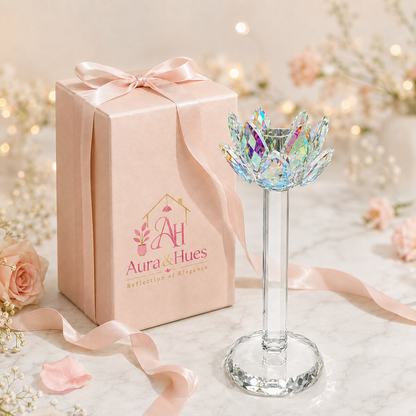 Aura & Hues Tall Fluted Pillar Scented Candle Luxury Handcrafted Natural Soy Wax Candle for Dinner Tables and Living Spaces