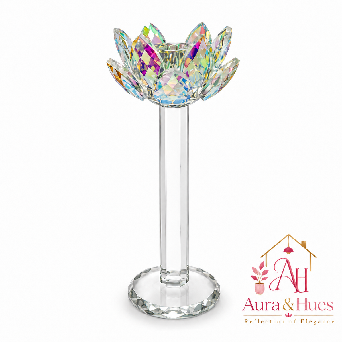 Aura & Hues Tall Fluted Pillar Scented Candle Luxury Handcrafted Natural Soy Wax Candle for Dinner Tables and Living Spaces