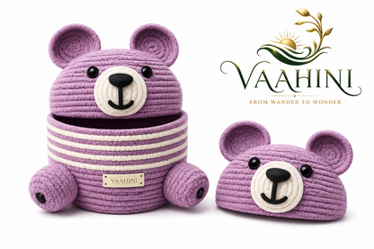Vaahini Cotton Rope Teddy Basket with Lid Purple - Product specifications