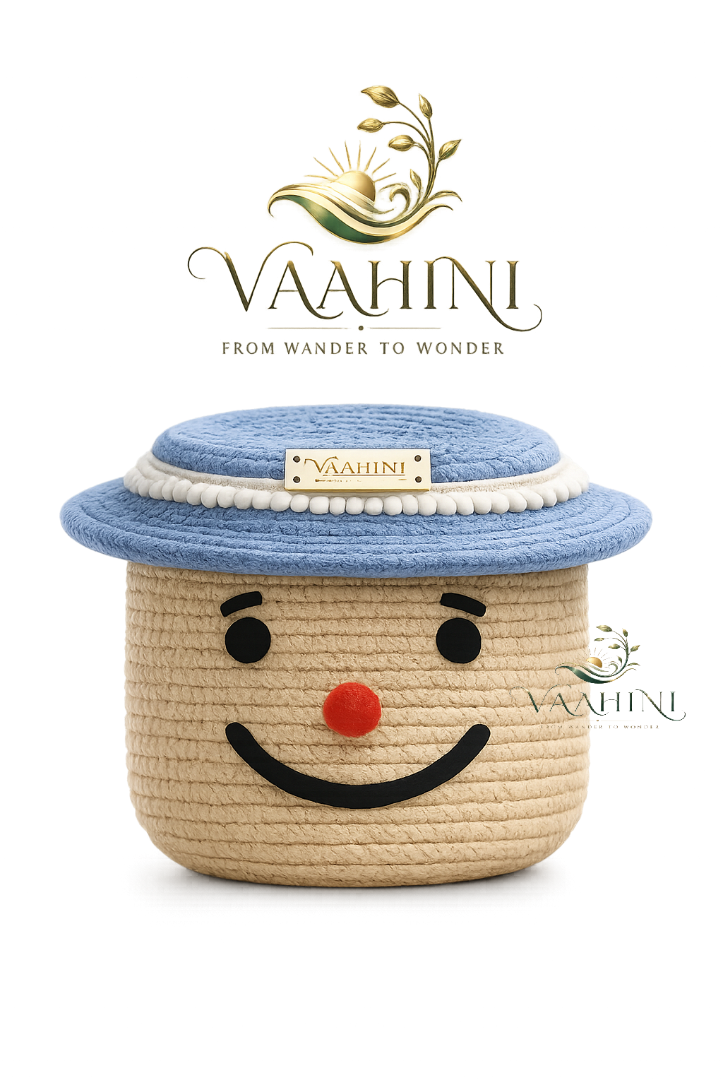 Vaahini Cotton Rope Smile Face Basket with lid