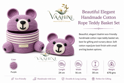 Vaahini Cotton Rope Teddy Basket - Perfect for Gifting and Storage