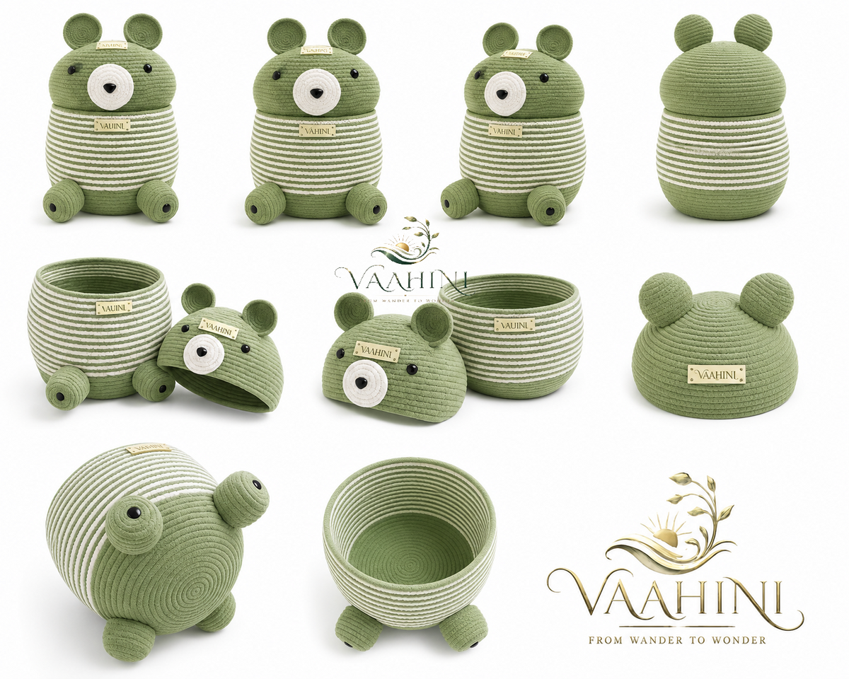 Vaahini Cotton Rope Big Teddy Basket - Perfect Gift & Smart Storage