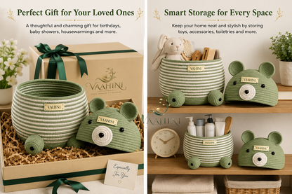Vaahini Cotton Rope Big Teddy Basket - Multiple Angles