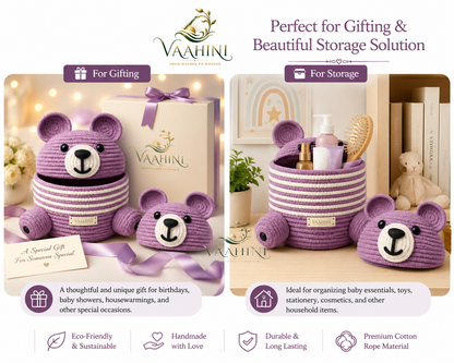 Vaahini Cotton Rope Teddy Basket - Multiple angles