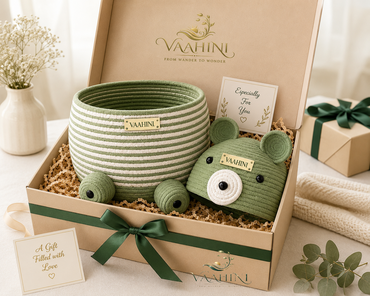 Vaahini Cotton Rope Big Teddy Basket - Open View