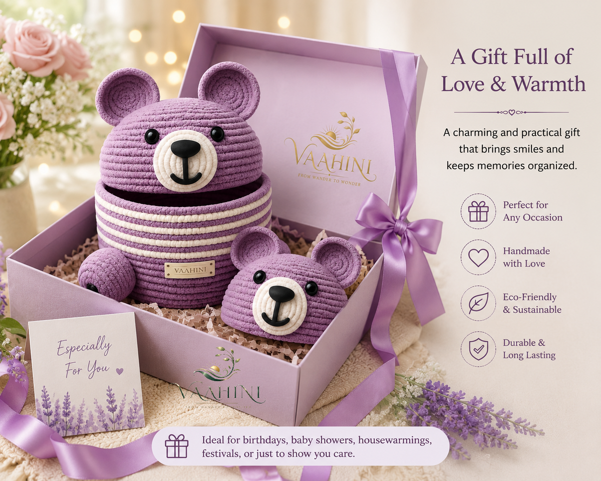 Vaahini Cotton Rope Teddy Basket - Lifestyle view