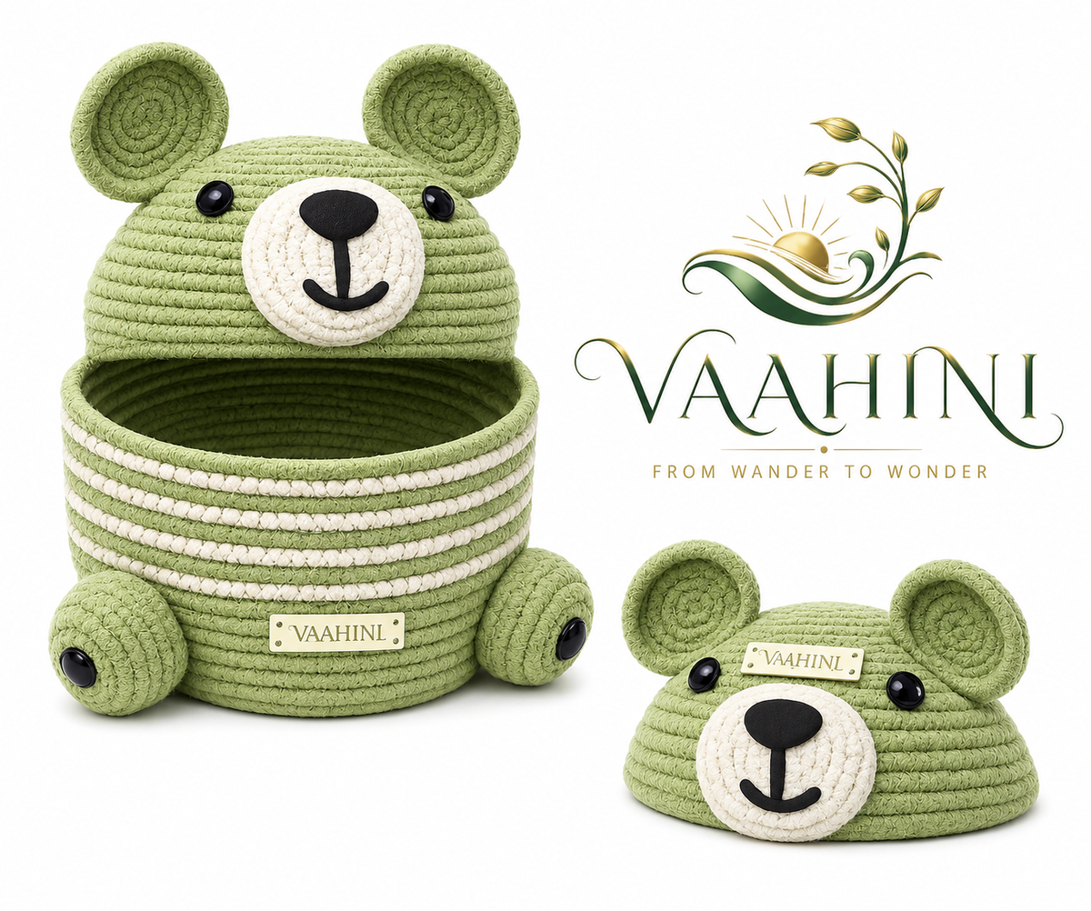 Vaahini Cotton Rope Teddy Basket - Multiple angles