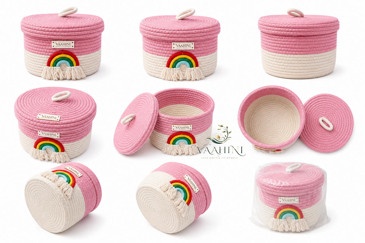 Vaahini Rainbow Cotton Rope Basket - Gifting