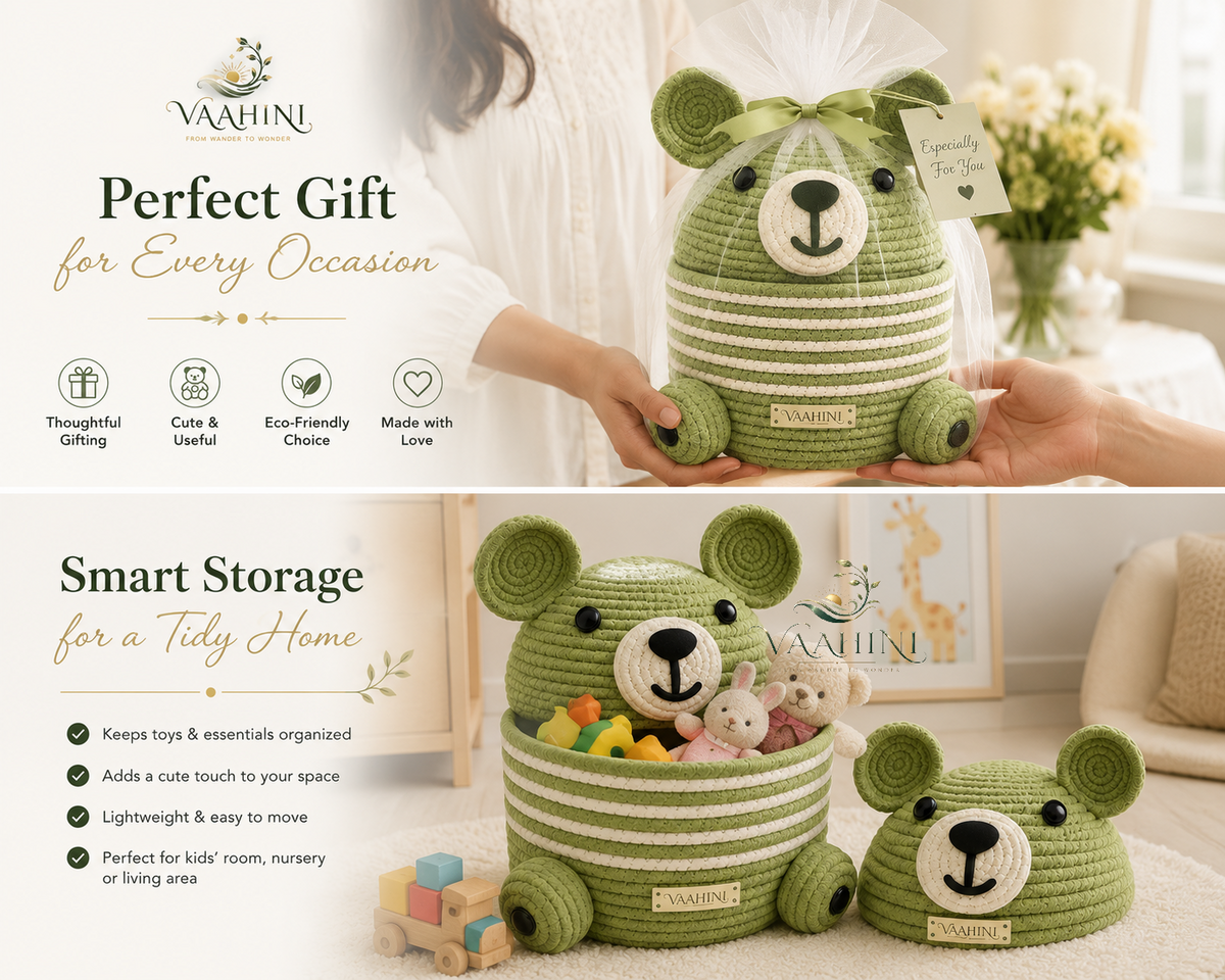 Vaahini Teddy Basket - Open and lid view