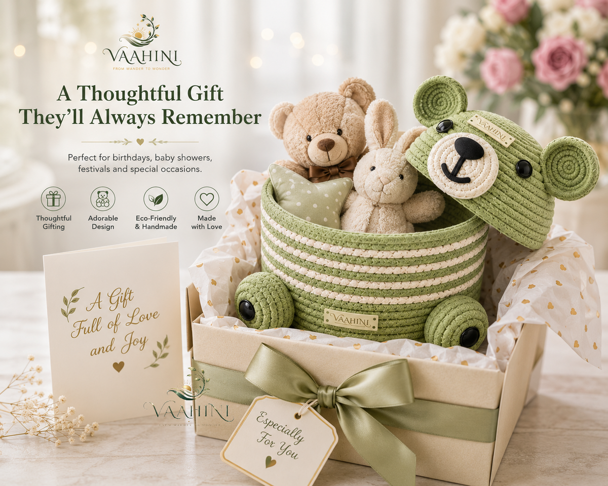Vaahini Teddy Basket - Specifications infographic