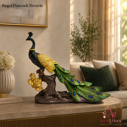 Modern Abstract Ribbon Arc Showpiece - Gold & Emerald Green
