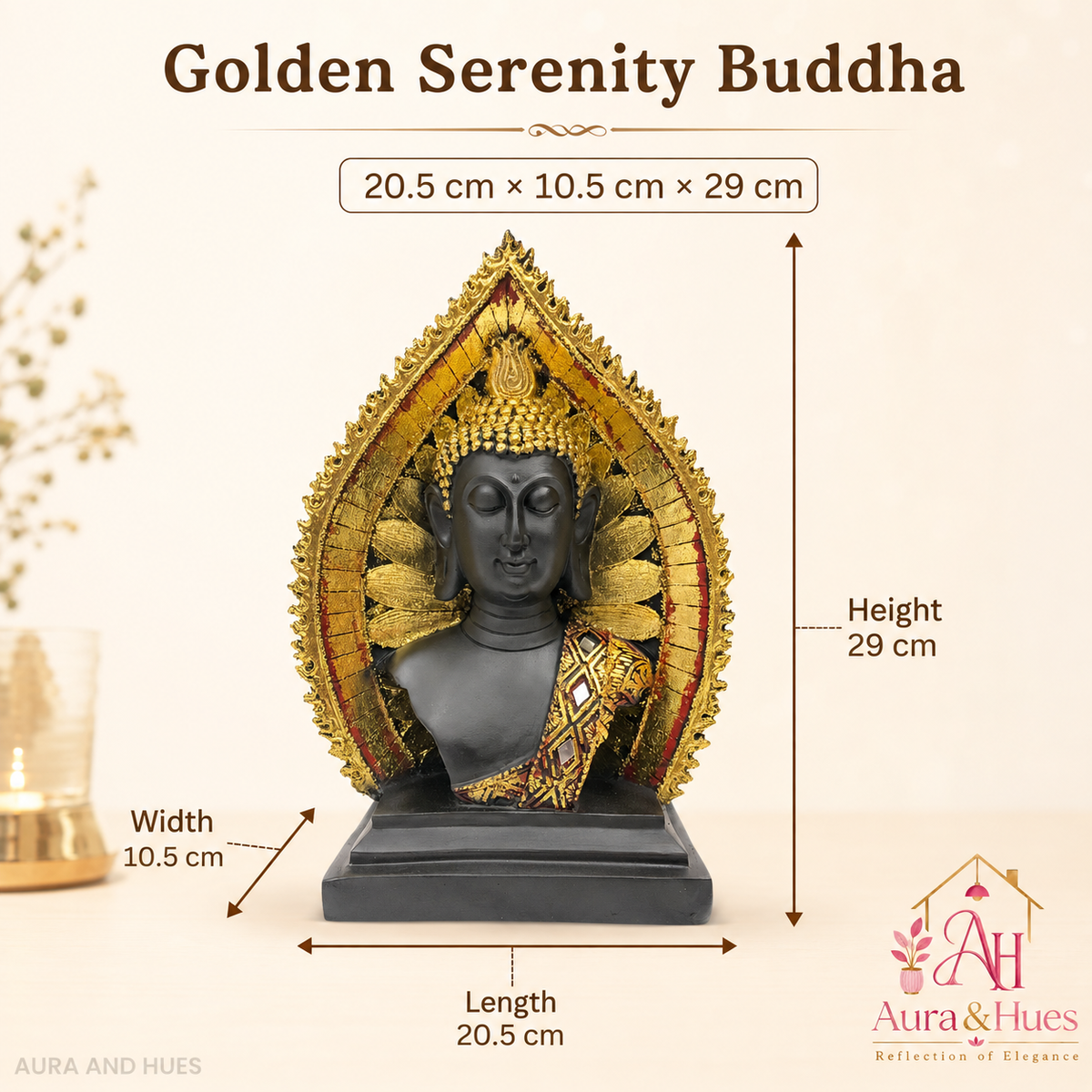 Spiritual Meditating Buddha Showpiece - Golden & Ebony Black