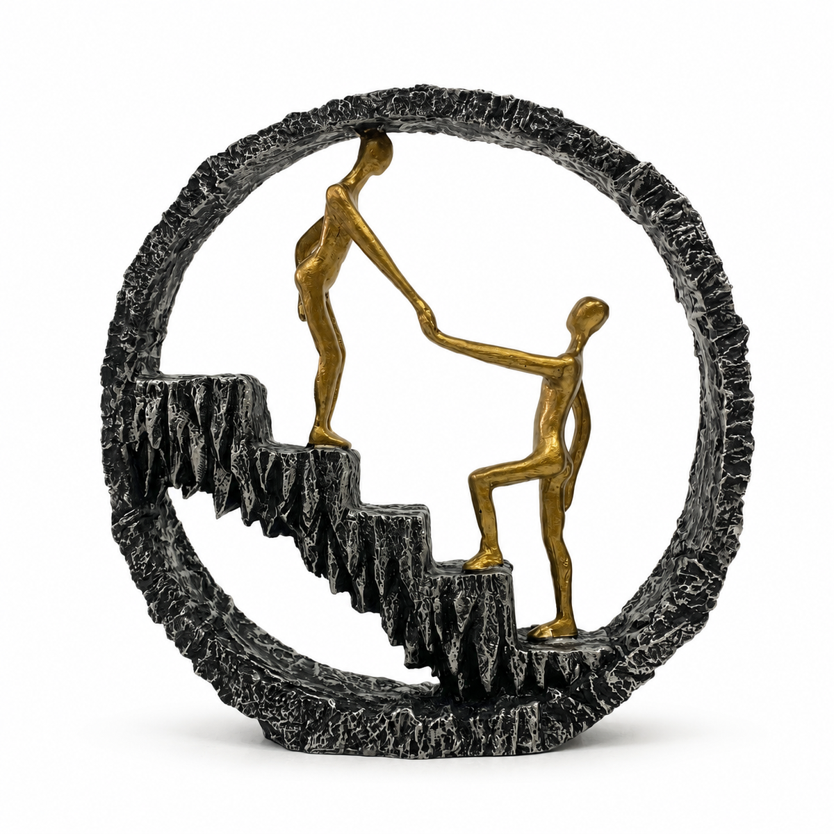 Abstract Modernist Family Figurine - Gold, Silver & Black (D)