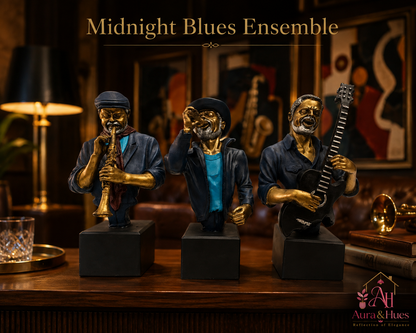 Grand Majestic Art Sculpture - Royal Blue, Metallic Gold & Silver
