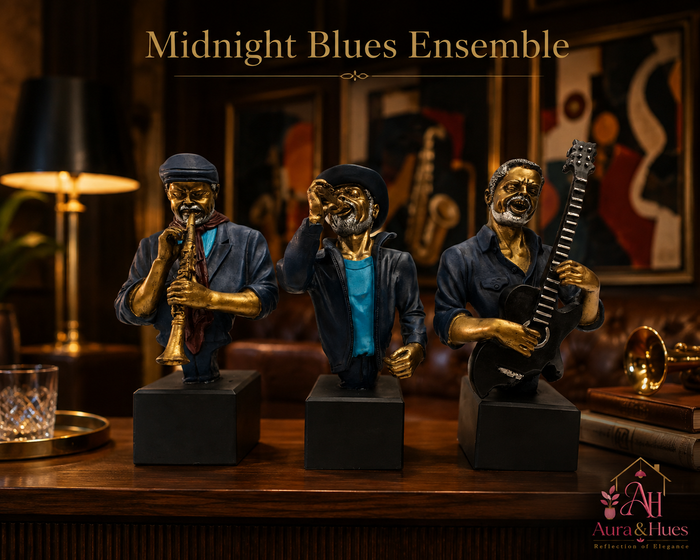 Grand Majestic Art Sculpture - Royal Blue, Metallic Gold & Silver