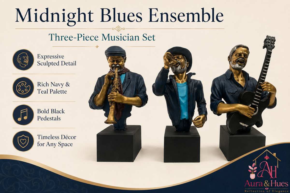 Grand Majestic Art Sculpture - Royal Blue, Metallic Gold & Silver