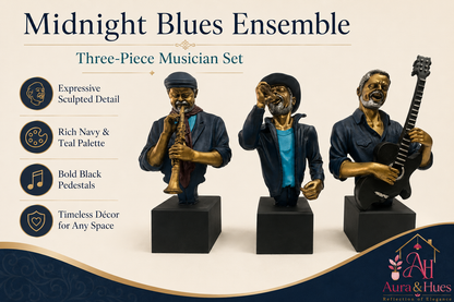 Grand Majestic Art Sculpture - Royal Blue, Metallic Gold & Silver