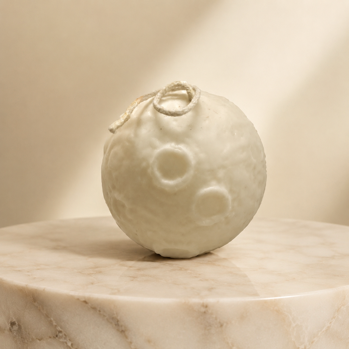 Aura & Hues Moon-Shaped Vanilla Scented Candle, Handcrafted Ivory Sphere Candle with Crater Texture, Decorative Candle for Home Décor, Birthday & Housewarming Gifting