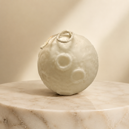 Aura & Hues Moon-Shaped Vanilla Scented Candle, Handcrafted Ivory Sphere Candle with Crater Texture, Decorative Candle for Home Décor, Birthday & Housewarming Gifting