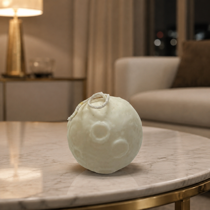 Aura & Hues Moon-Shaped Vanilla Scented Candle, Handcrafted Ivory Sphere Candle with Crater Texture, Decorative Candle for Home Décor, Birthday & Housewarming Gifting