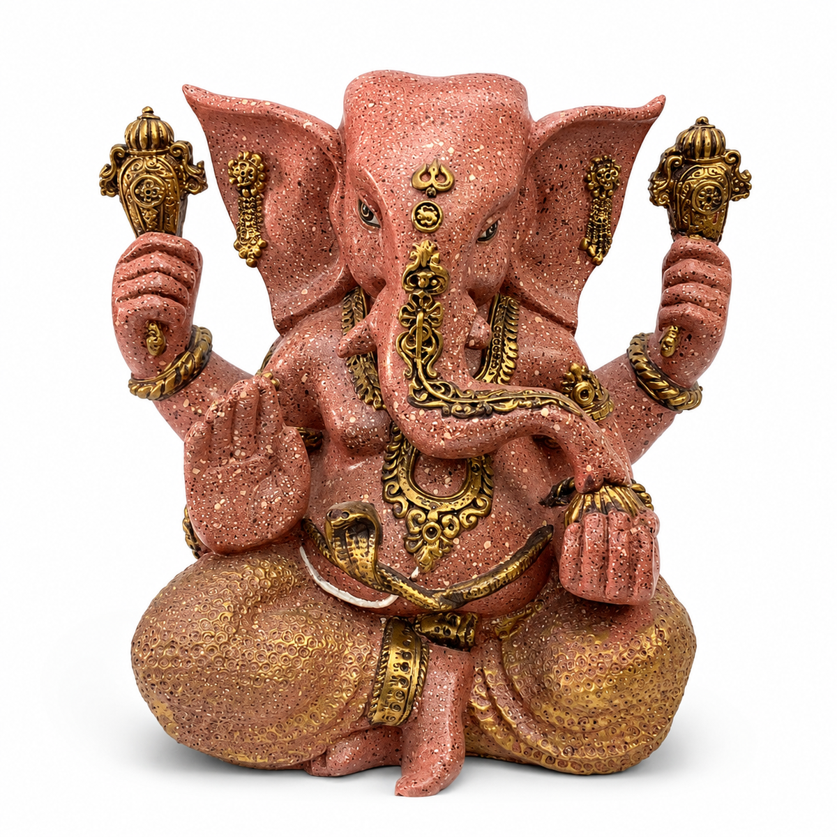 Trio of Lucky Feng Shui Elephants on Base - Antique Bronze Gold