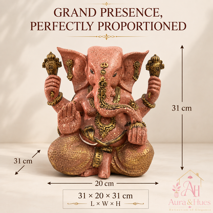 Grand Divine Ganesha Idol (Large) - Dusty Rose Gold