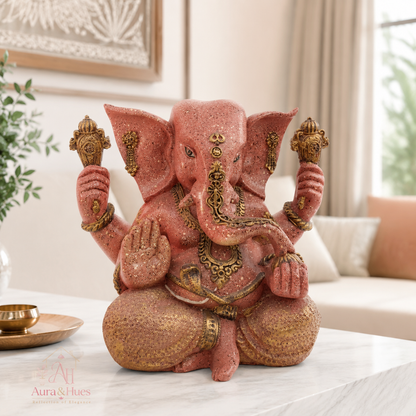 Grand Divine Ganesha Idol (Large) - Dusty Rose Gold