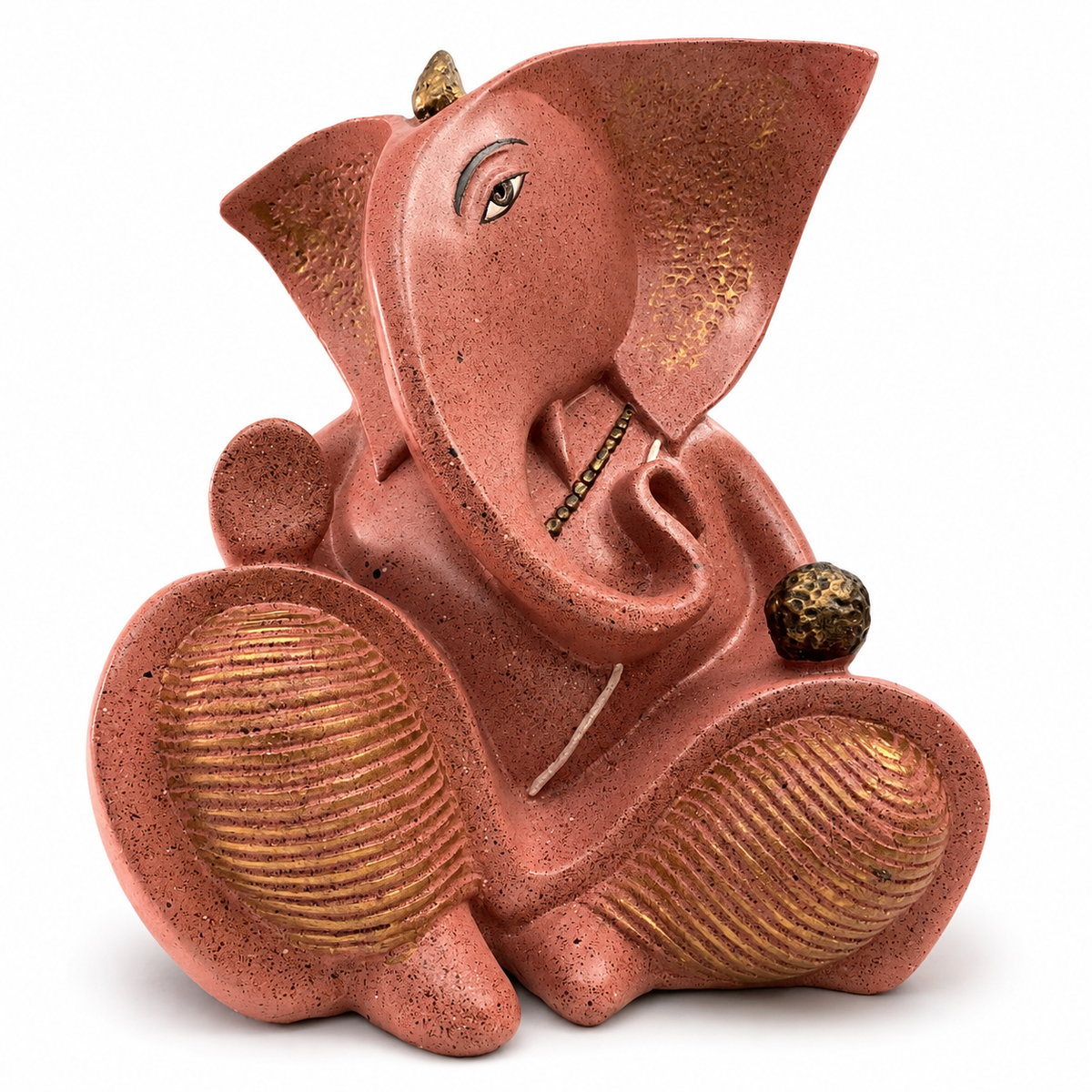 Elegantly Sculpted Side-Pose Ganesha Idol - Dusty Rose Gold