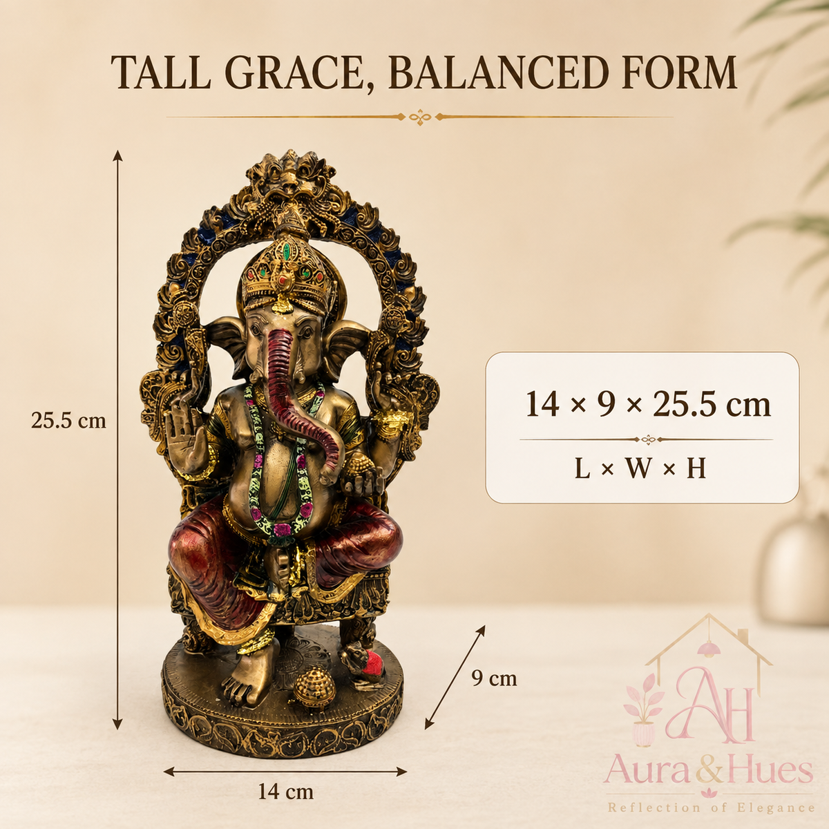 Divine Lakshmi Ji & Ganesha Ji Statues Set - Antique Bronze, Gold & Maroon