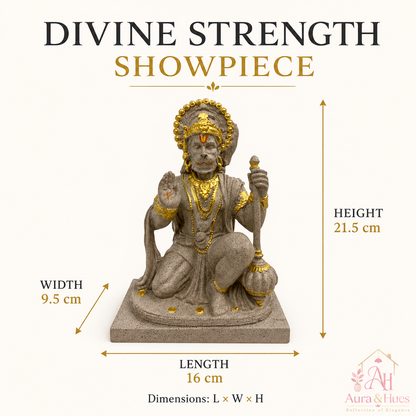 Sacred Stone-Finish Veer Hanuman Idol - Pinkish Beige & Gold