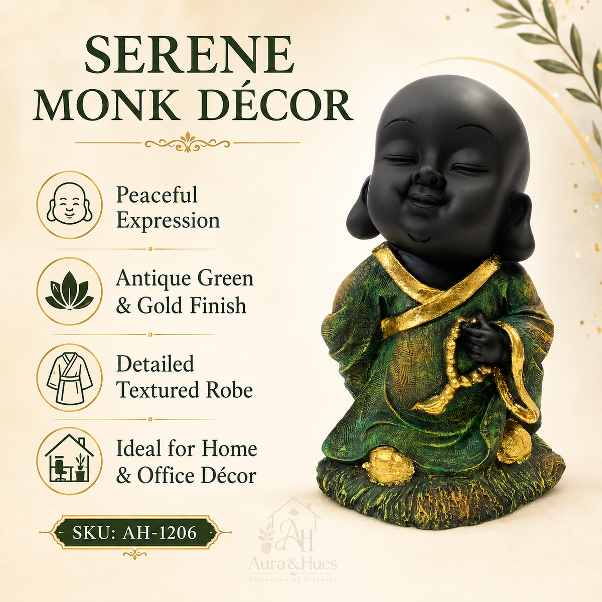 Abstract Reaching Silhouette Figurine - Green Golden
