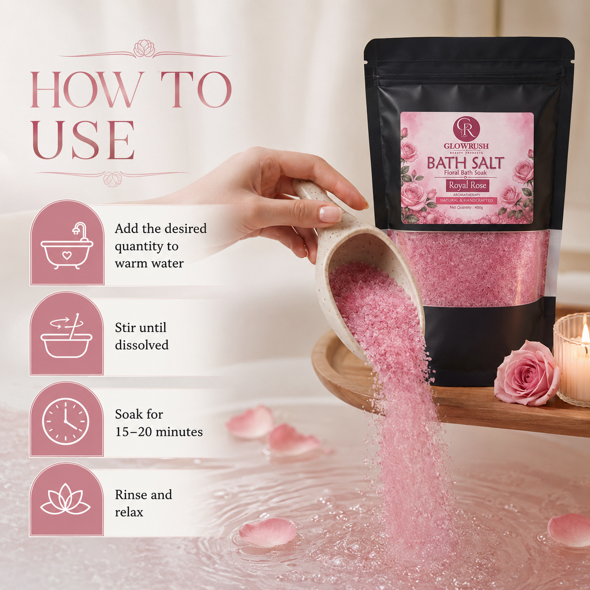 Bath Salt Color Red (Royal Rose)