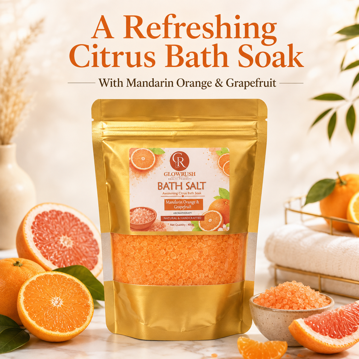 Bath Salt Color Orange (Mandarin Orange & GrapeFruit)