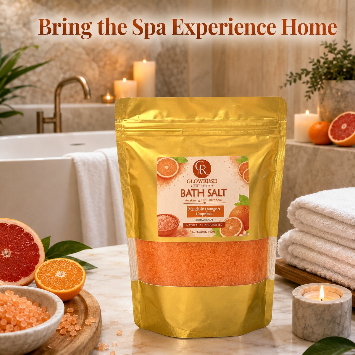 Bath Salt Color Orange (Mandarin Orange & GrapeFruit)