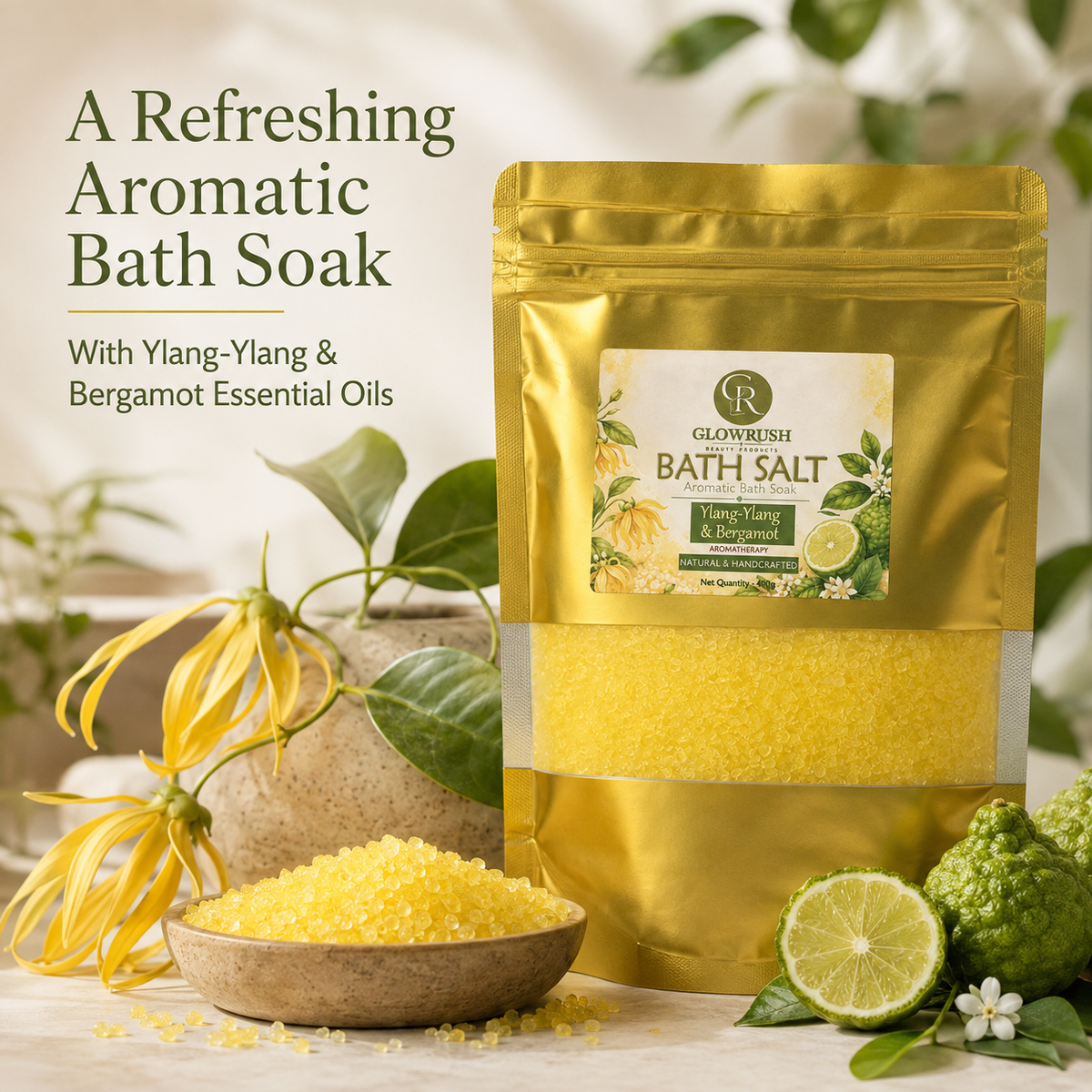 Bath Salt Color Yellow (Ylang-Ylang & Bergamot)