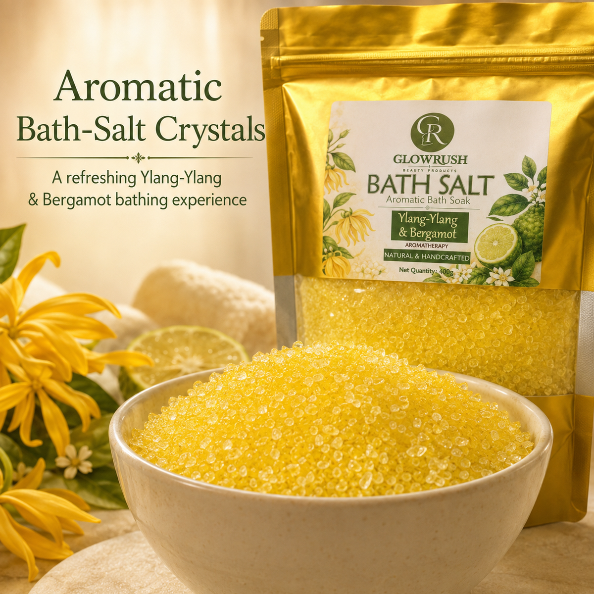 Bath Salt Color Yellow (Ylang-Ylang & Bergamot)