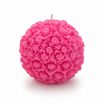 Aura & Hues Rose Bloom Ball Scented Candle, Pink Hand-Poured Natural Wax Candle with Sculpted Floral Design, Decorative Candle for Home Décor, Birthdays & Gifting