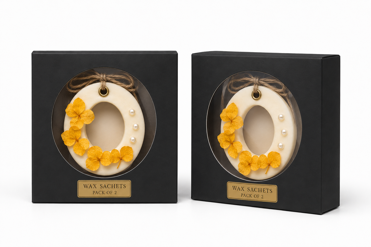 Aura & Hues (set of 2) Botanical Wax Sachets with Dried Floral Decorations,(Random shape and designs)