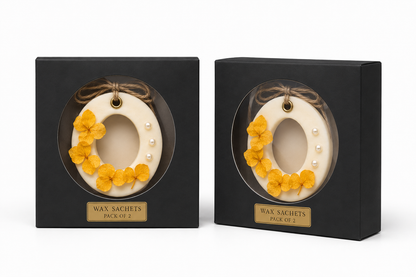 Aura & Hues (set of 2) Botanical Wax Sachets with Dried Floral Decorations,(Random shape and designs)