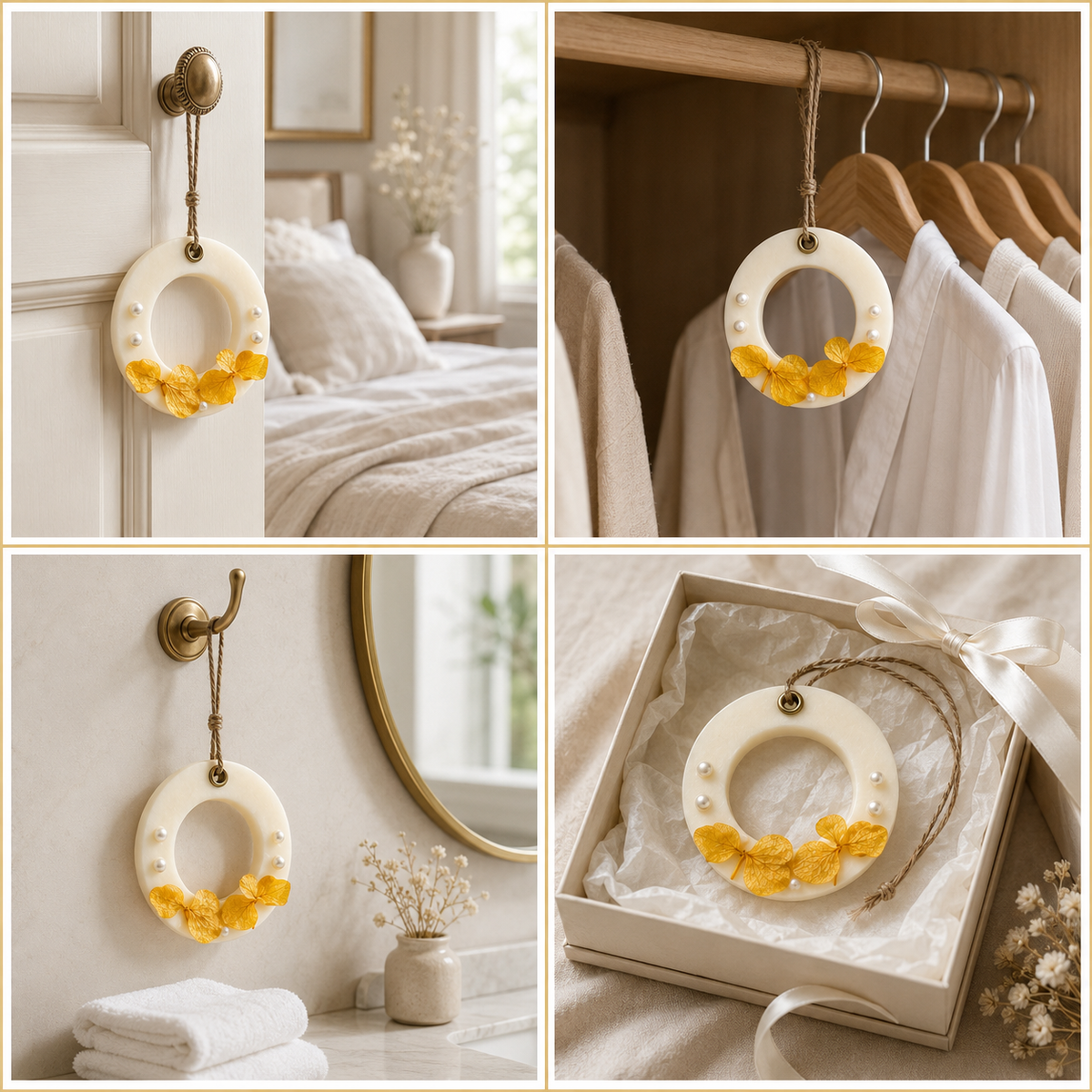 Aura & Hues (set of 2) Botanical Wax Sachets with Dried Floral Decorations,(Random shape and designs)