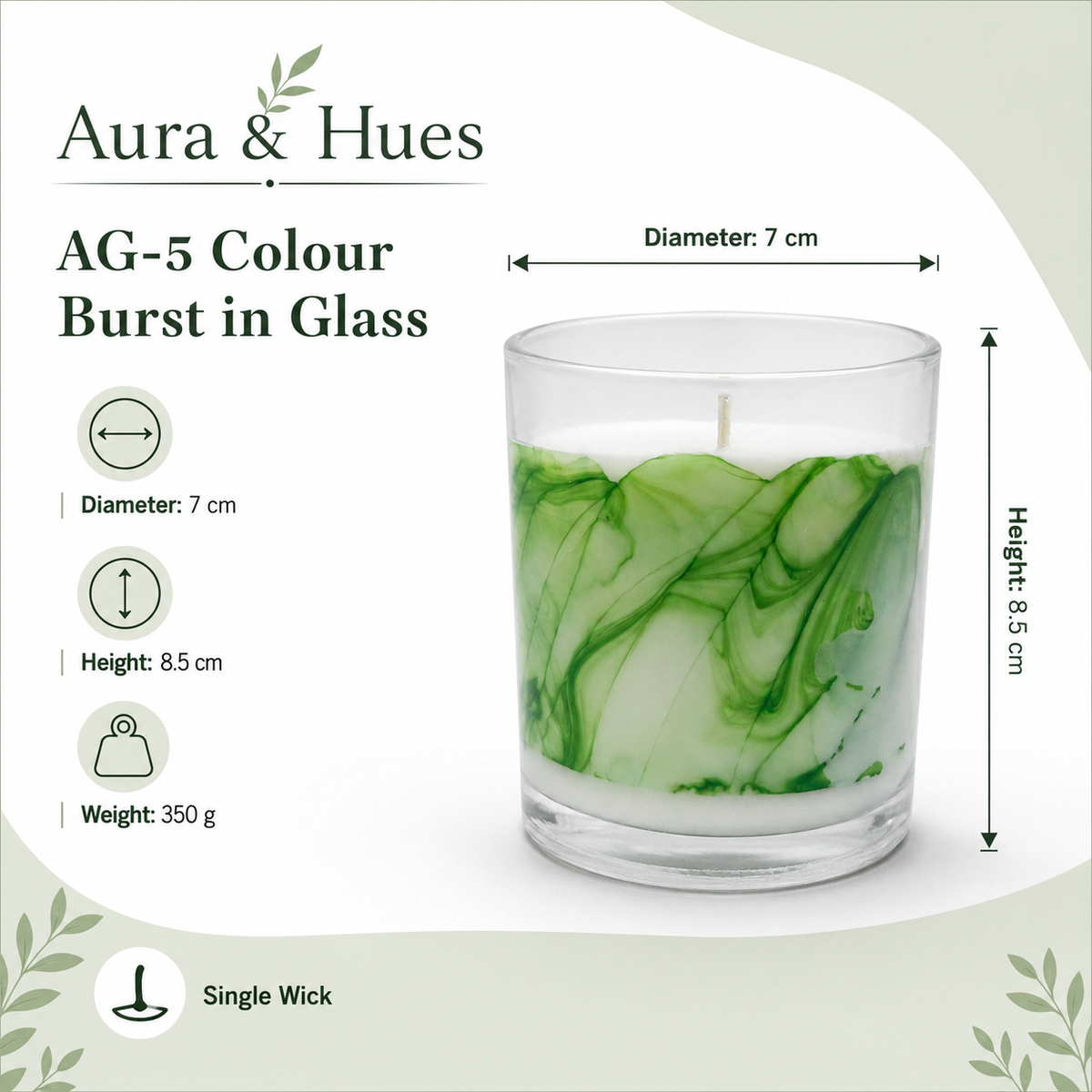 Aura & Hues Hand-Poured Marble Effect Glass Jar Candles, Pink & Green Set of 2 with Gift Box, Decorative Candles for Home Décor & Gifting