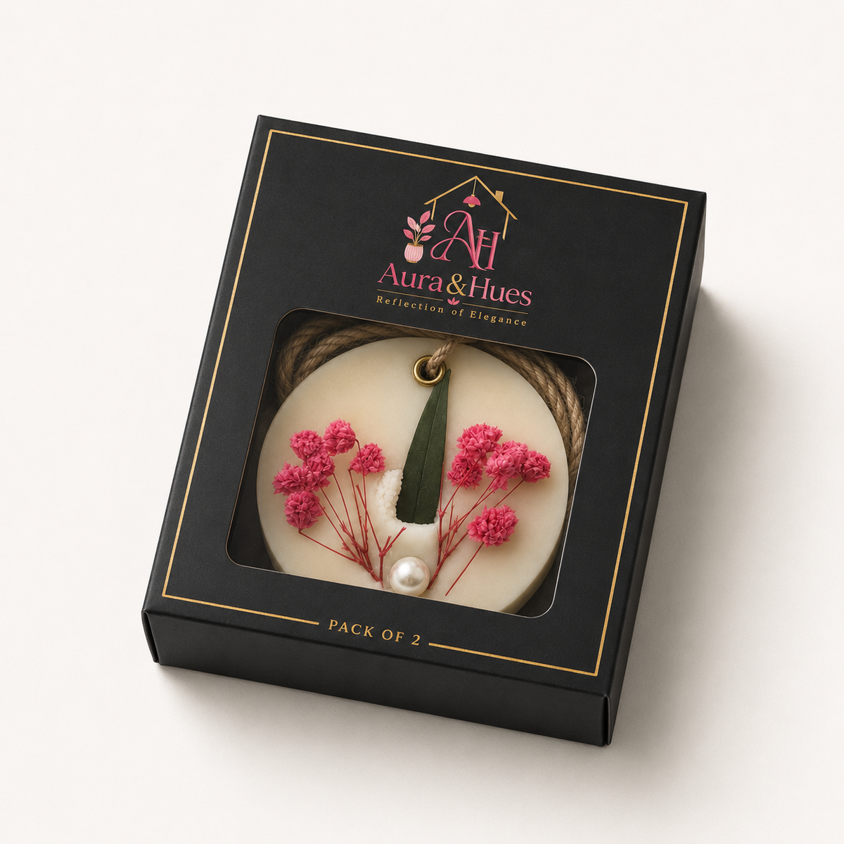 Aura & Hues (set of 2) Botanical Wax Sachets with Dried Floral Decorations,(Random shape and designs)